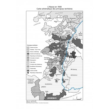 L’Alsace en 1648 : carte schématique des principaux territoires. L’Alsace en 1648 : carte schématique des principaux territoires.