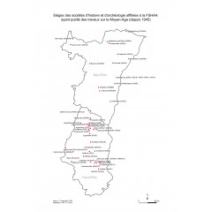 Sièges des sociétés d'histoire et d'archéologie ayant publié des travaux sur le Moyen Âge (depuis 1945)