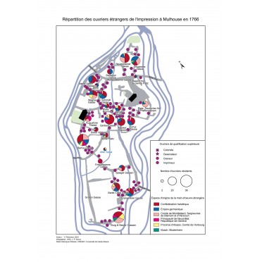 Répartition des ouvriers étrangers de l'impression à Mulhouse en 1766