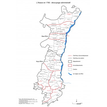 Carte administrative de l'Alsace en 1790