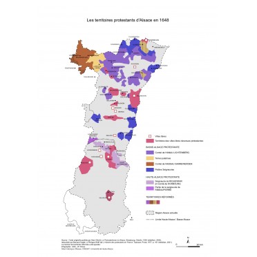 Les territoires protestants d’Alsace en 1648 Les territoires protestants d’Alsace en 1648