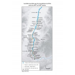 Localités touchées par les inondations du Rhin entre les XIIIe et XVIIIe siècles