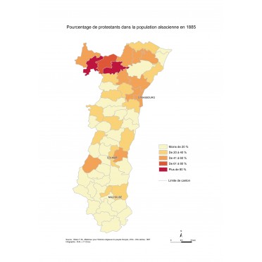 Pourcentage de protestants en Alsace (1885)