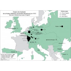Origine des étudiants de l'Université de Strasbourg en 1913