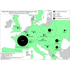 Origine des étudiants de l'Université de Strasbourg en 1930