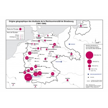 Origine des étudiants de la Reichsuniversitat de Strasbourg (1941-1944)