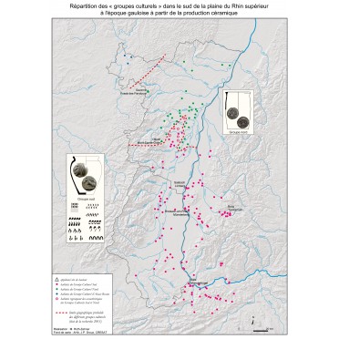 Répartition des « groupes culturels » dans le sud de la plaine du Rhin supérieur à l'époque gauloise Répartition des « groupes culturels » dans le sud de la plaine du Rhin supérieur à l'époque gauloise
